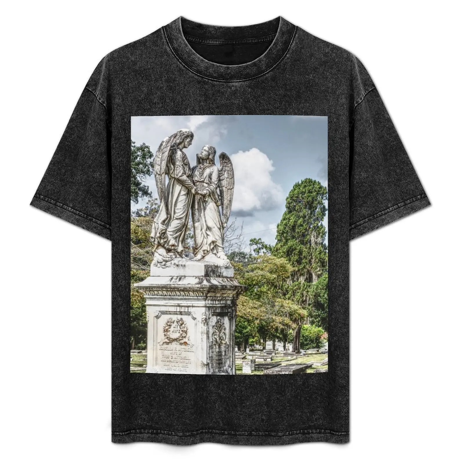 

Angels standing watch over the souls of the dearly departed for all eternity T-Shirt Basic Lightweight Short Sleeve Tee