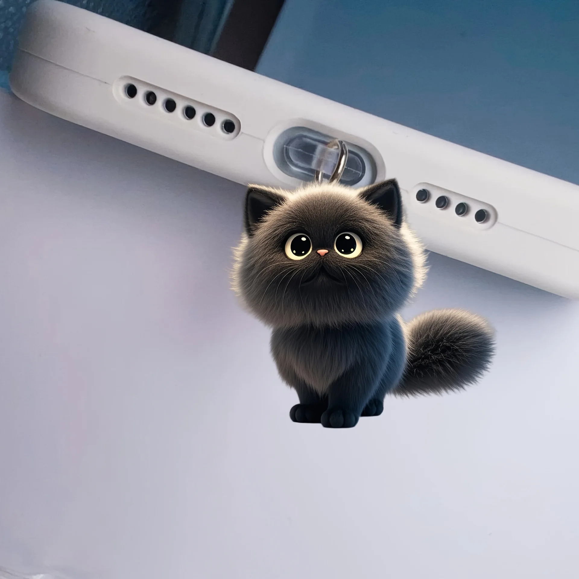 Steker Debu Kucing Hitam Lucu Akrilik Datar 2D untuk Konektor Lightning iPhone dan Liontin Steker Debu Ponsel Konektor Oval Tipe c