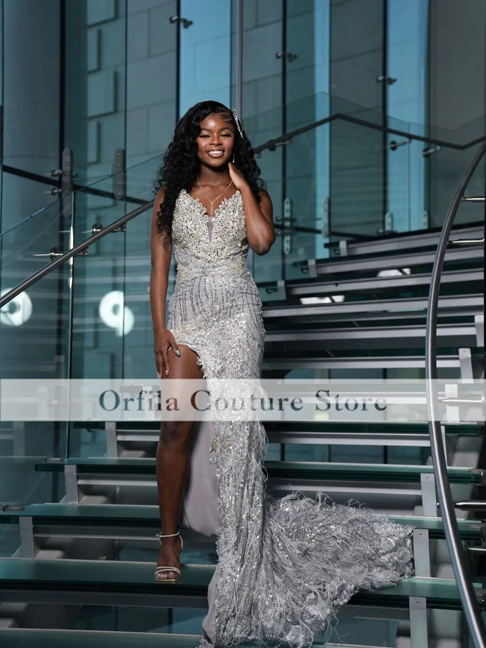 

Bespoke Prom Dresses With Feathers 2026 Sweetheart Sequin Crystal Matric Farewell Dresses Mermaid Party Gown Customized