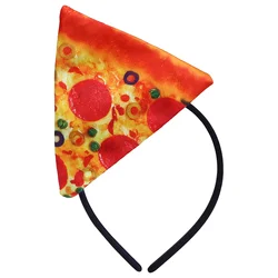 Pizza Headband Halloween Costume Fun Hair Band Felt Cloth Knitted Cosplay Accessory Bright Color Unique Design Light Up