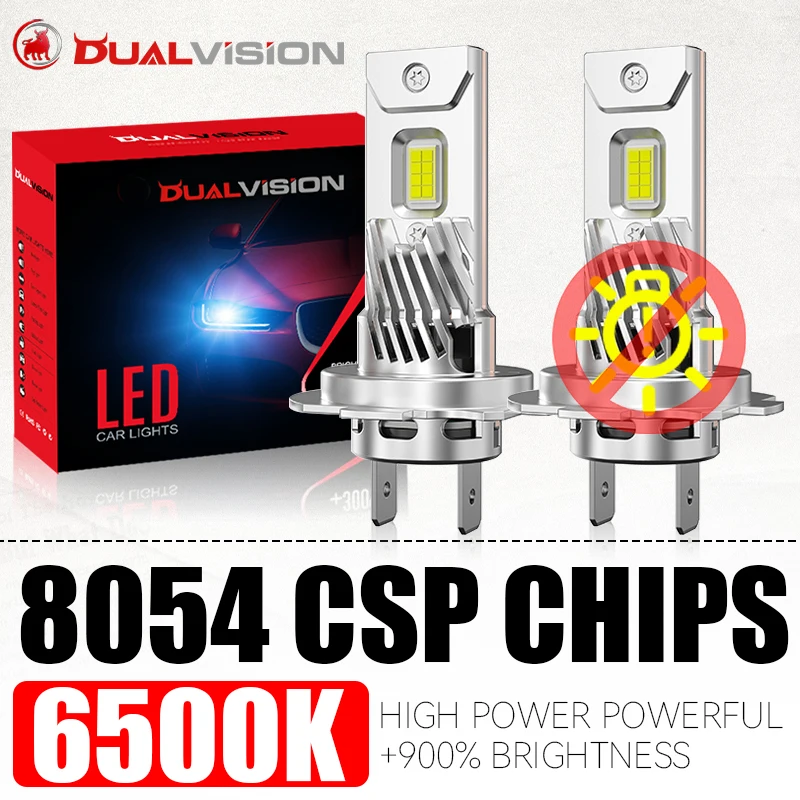 

Dualvision H7 Светодиодные фары 2 шт. Автомобильные фары 8054 CSP Chips STG PTF Дальний ближний свет 6500K Белый 1: 1 Мини-диоды Plug&Play 12 В 24 В