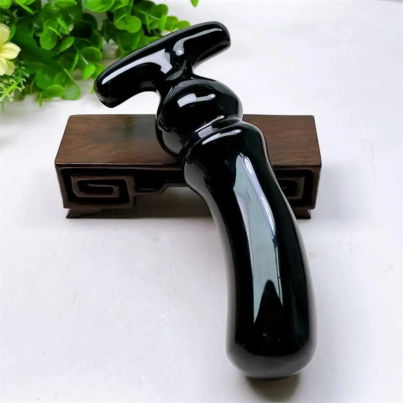 

Large Size Natural Black Obsidian Crystal Massage Penis Wand Gemstone Yoni for Women Health Smooth Polished Gifts