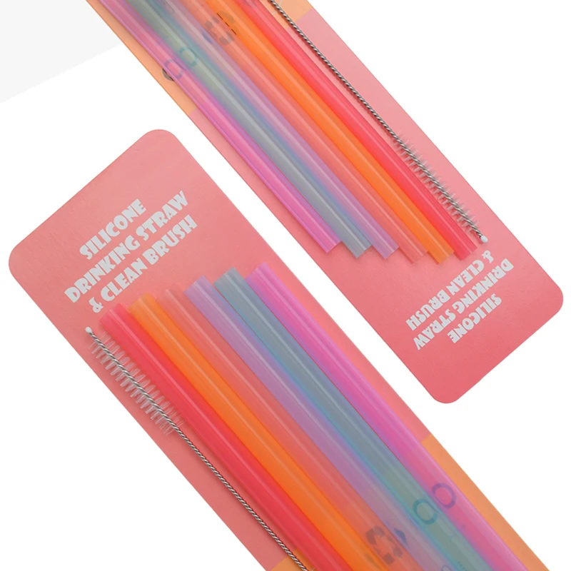 

6pcs Creative Seamless Portable Flexible Transparent Silicone Straws Reusable