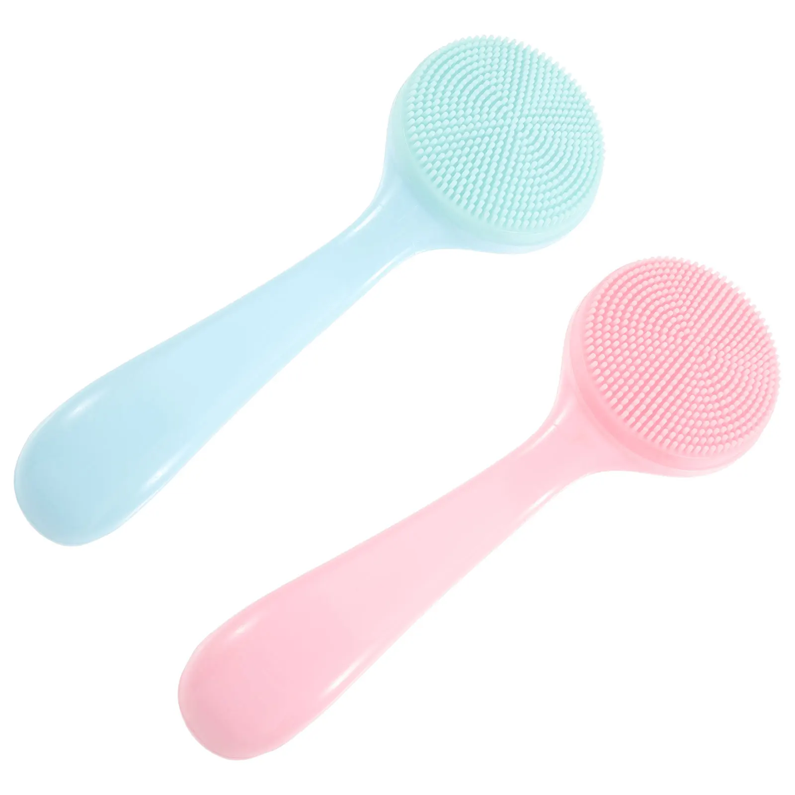 

2pcs Blue Soft Silicone Face Wash Brush for Makeup Removal Blackhead Cleansing Facial Exfoliating Tool Skin Scrubber