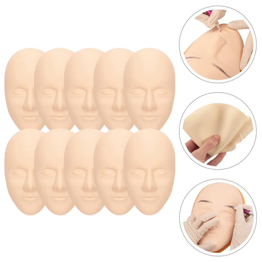 

10 Pcs Mannequin Face Eyebrow Tattoo Practice Practicing Fake Skin Human Body Tattooing