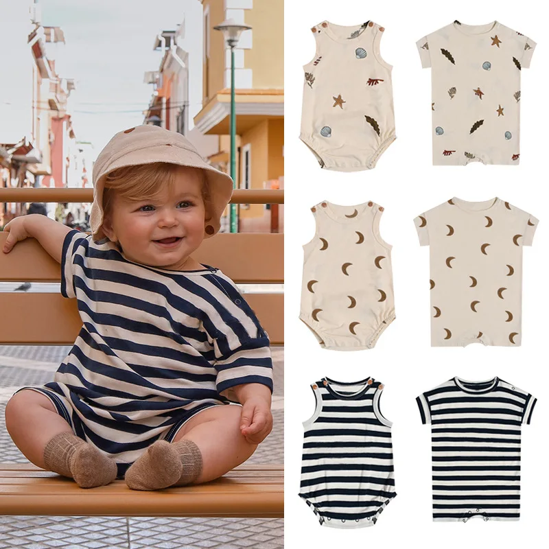 0-24M Newborn Kid Baby Boys Girls Clothes Print Cotton Romper Cute Sweet One Piece Jumpsuit Summer New born Outfit