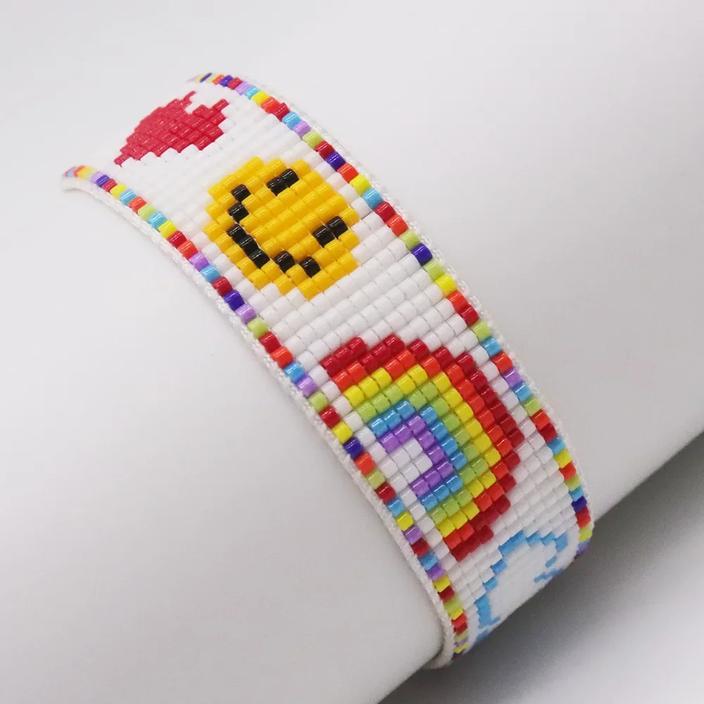 Rice Ball Bracelet  smiling face  rainbow  heart-shaped  Simplicity  fashion  Adjustable  Bohemia  Hand woven  Beaded Bracelet