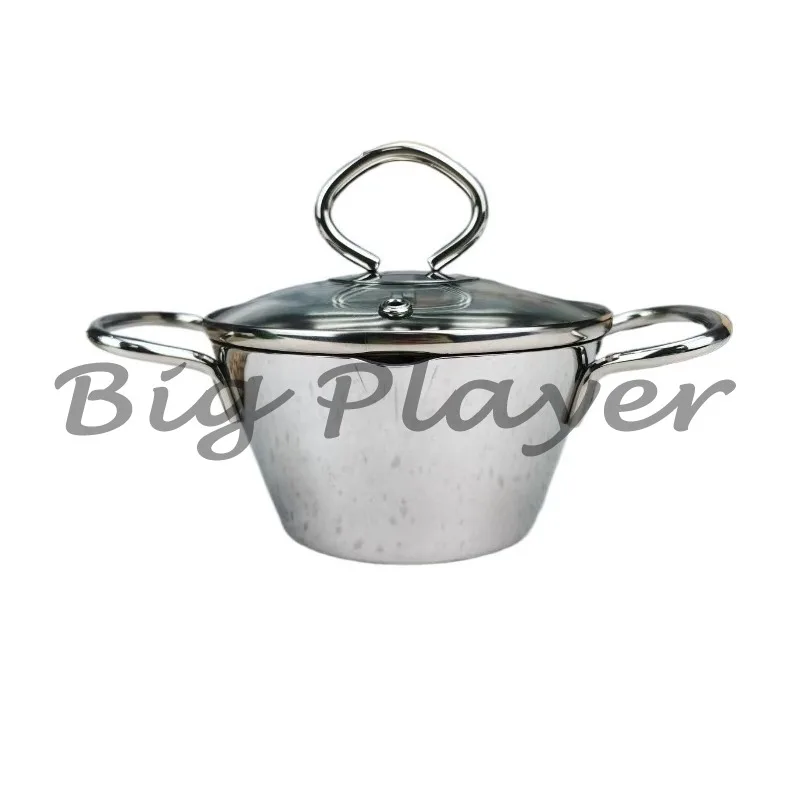 

Мини-прикорм из нержавеющей стали, бинауральный маленький горшок, трехслойный стальной интегрированный формовочный горшок, желтый масляный горшок