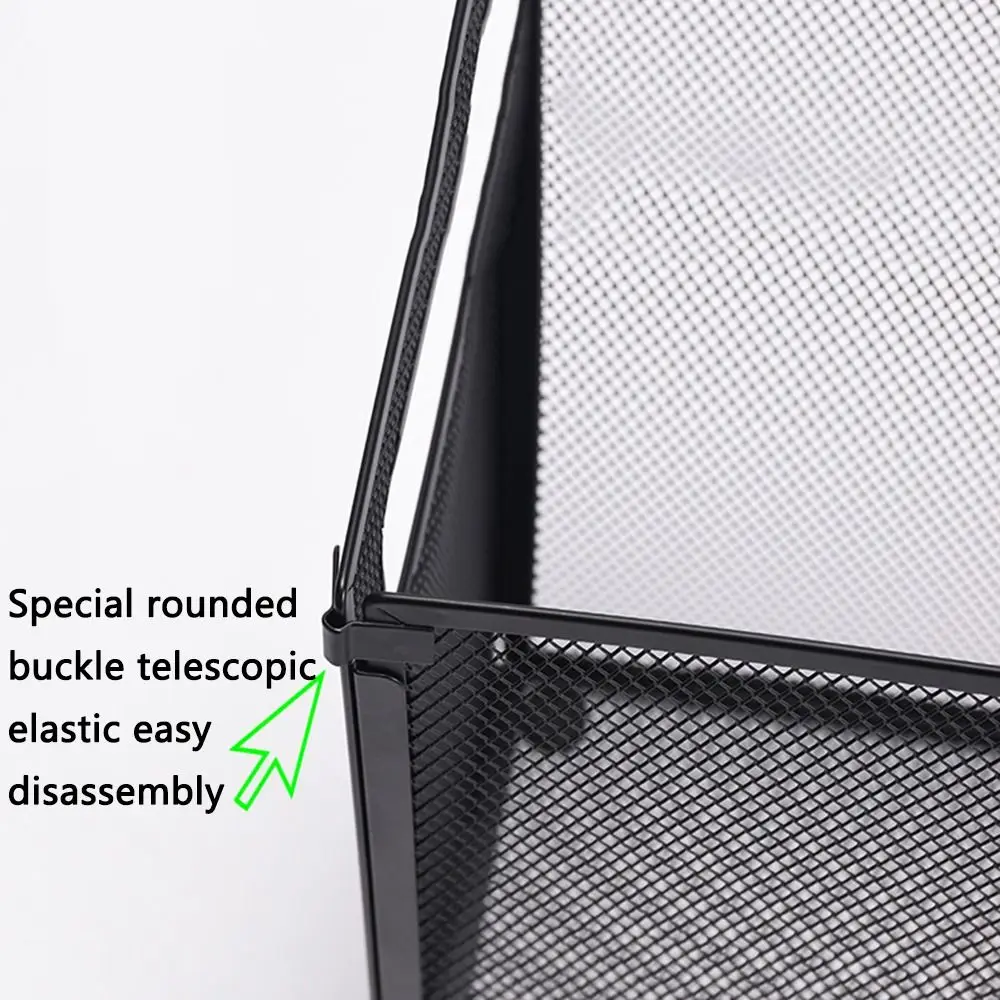 Mesh Metal Hanging File Folder Organizer Portable Foldable Detachable Office Filing Crate Black Antislip Document Tray Desktop