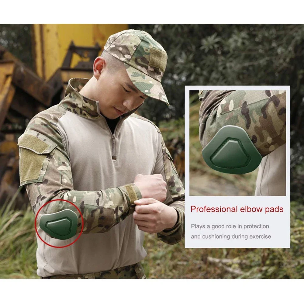 1/2/3Sets NEW Outdoor Tactical Protective Gear, 2 Knee Pads + 2 Elbow Pads, Wear Resistant Shock Absorbing Guards for Paintball