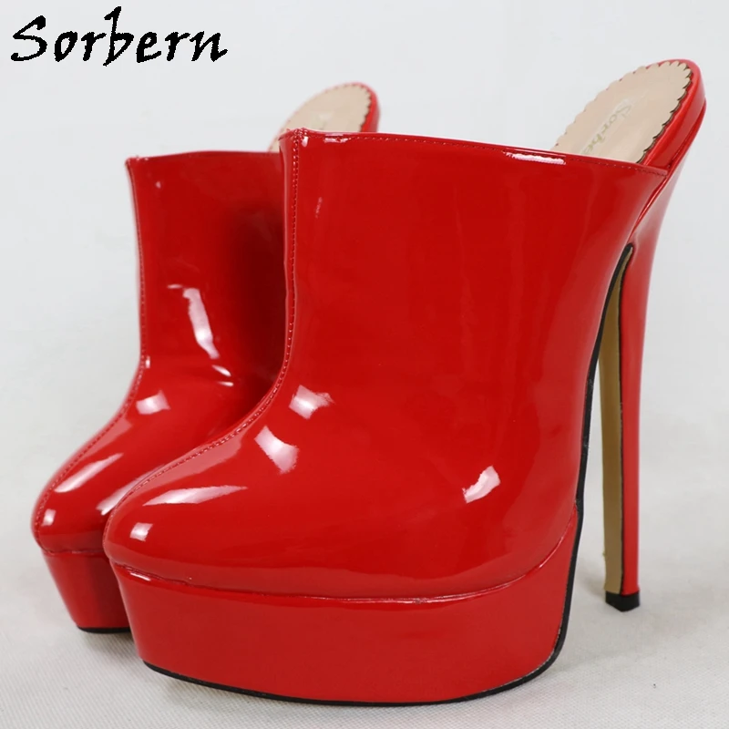 Sorbern Mature Platform Slip On Women Pumps High Heels Shoes Woman Heels Size 45 Thick Heels Pump Shoe Lady Size 10 Shoes