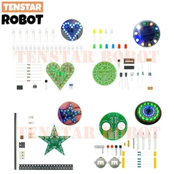 Electronic Diy Kit Heart Shape LED Voice Control Rotating Star Shape Gyro Learn to Solder Beginner Laboratory