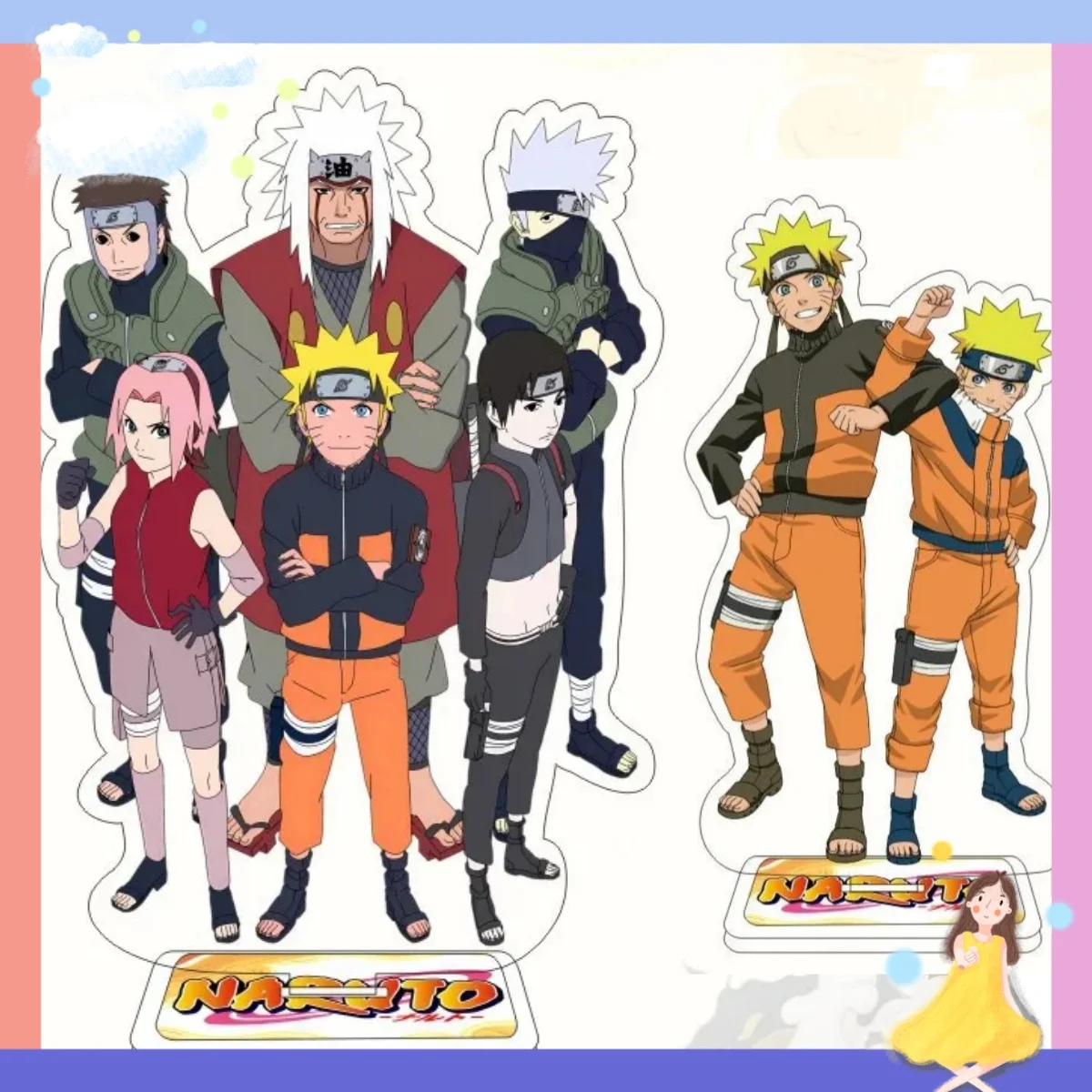 Soporte Acrílico de Doble Capa con Diseño de Anime Japonés Naruto, 15 cm, Decoración de Escritorio, Regalo de Cumpleaños