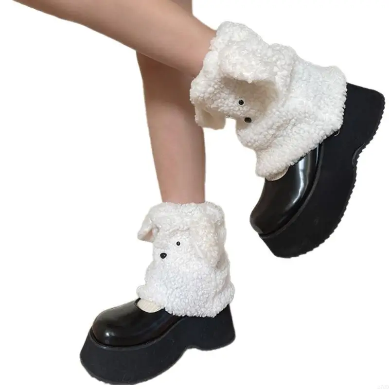 

270D гетры женские из искусственного меха нечеткие длинные ботинки обувь с манжетами теплый пушистый костюм