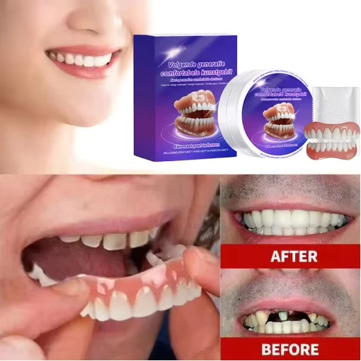 flexible-silicone-false-teeth-kit-comfortable-fit-secure-hold-realistic-appearance-upper-lower-dental-plate-replacement-dentures