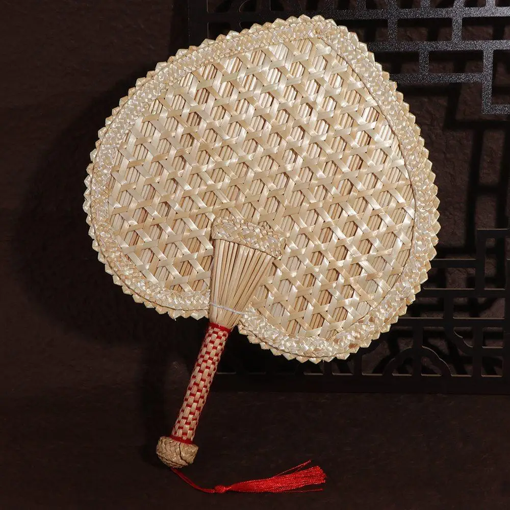 Round Natural Pushan Environmentally Friendly Chinese Style Decorative DIY Woven Fan Cooling Fan Home Decoration Hand Fans - Image 4