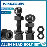 Hex Socket Head Cap Screw Bolts and Nuts with Washers M3 M4 M5 M6 M8 M10 M12 M14 12.9 Grade Carbon Steel Allen Head Screw