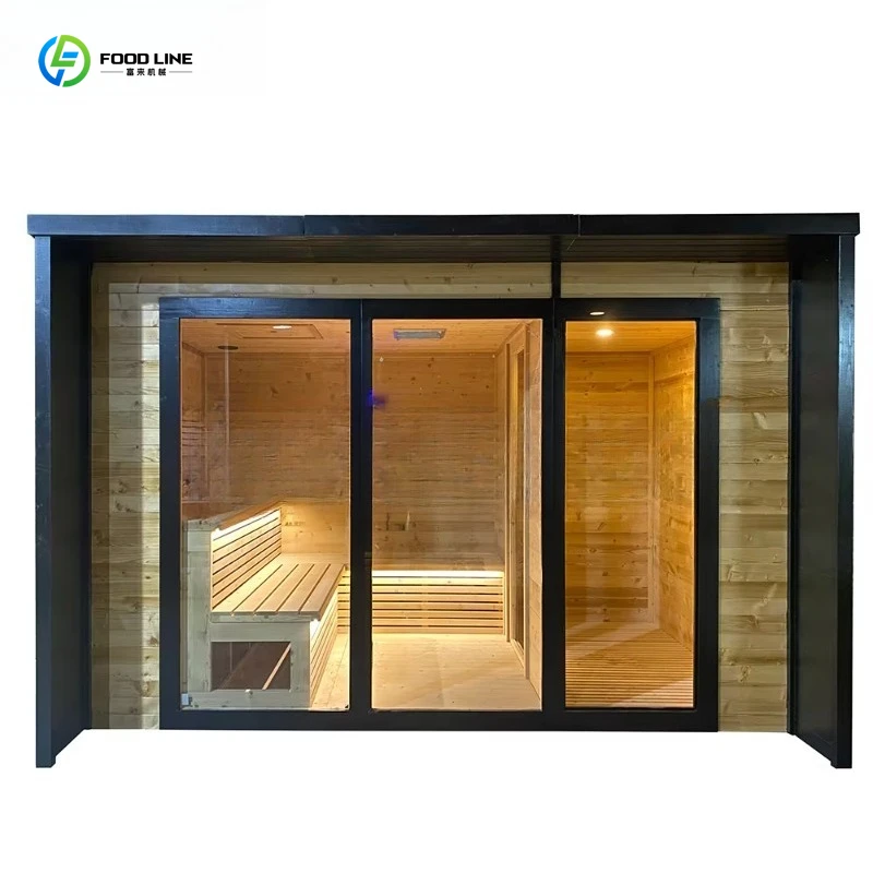 Customized High End Modern Solid Wood Outdoor Infrared Sauna Room Smart Panel Recovery Wellness For Villa Apartment