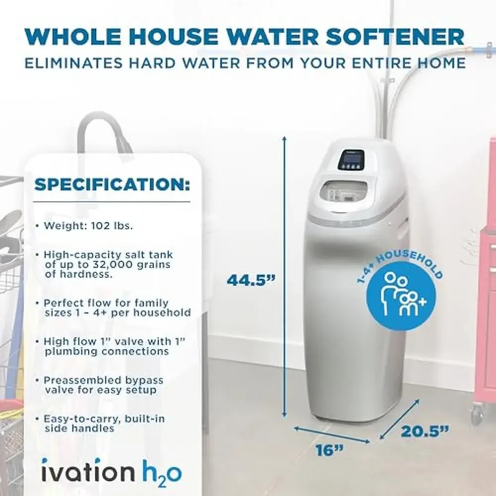 Sistema suavizante de agua doméstico de 32,000 granos con tecnología cerámica patentada Regeneración eficiente Intercambio de iones avanzado NSF/ANSI