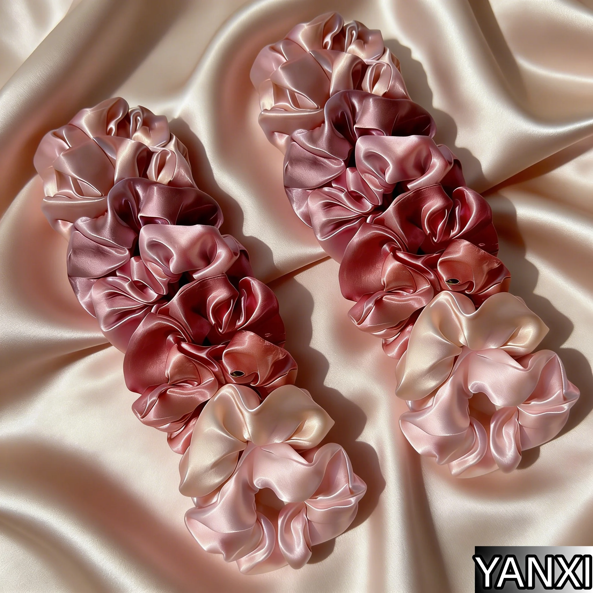 16/6-Piece Women's Pure Color Satin Large Scrunchie Daily Simple Atmospheric Set