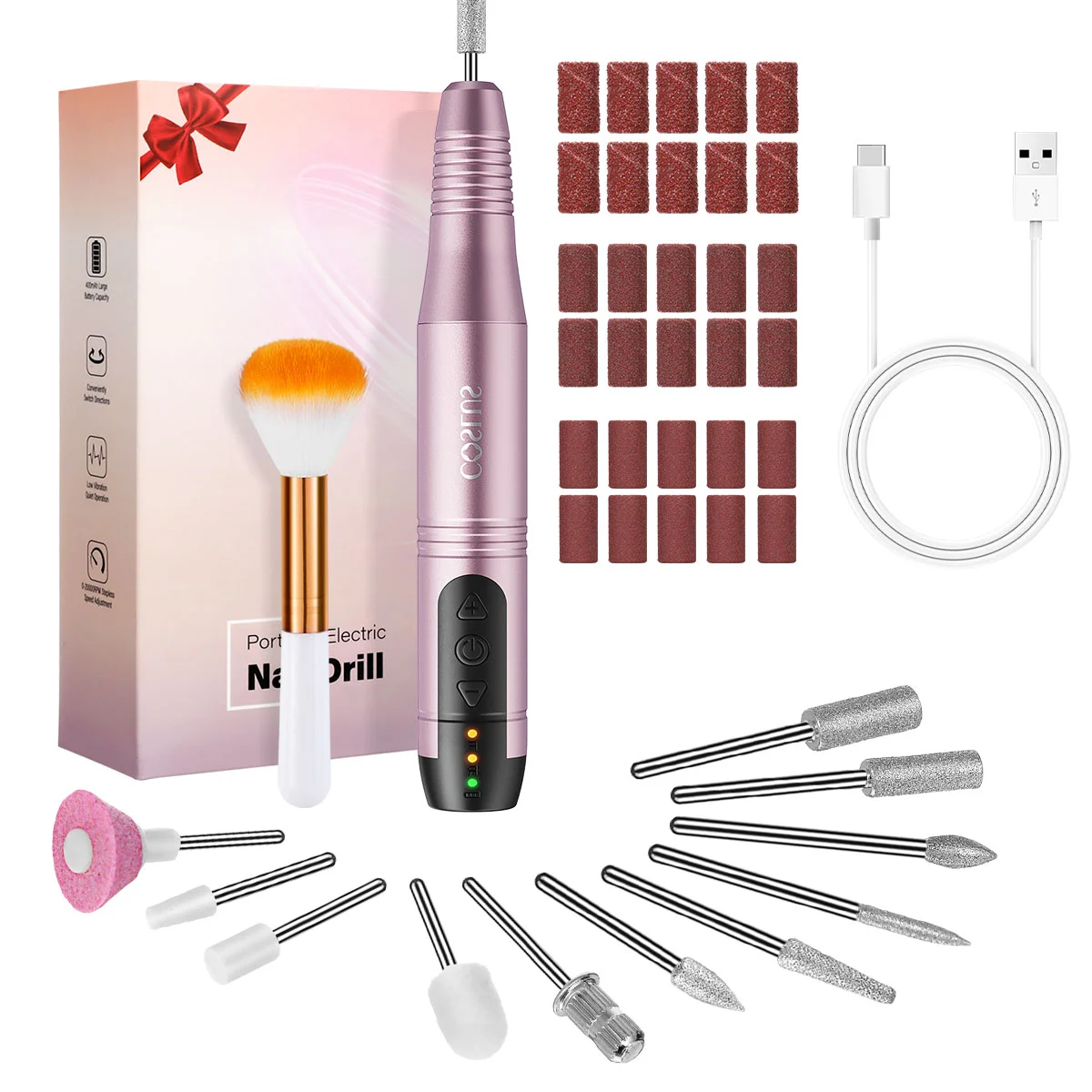 

Golden Nail Polisher Kit Manicure For Women Drill Machine Grinder Electric File Files