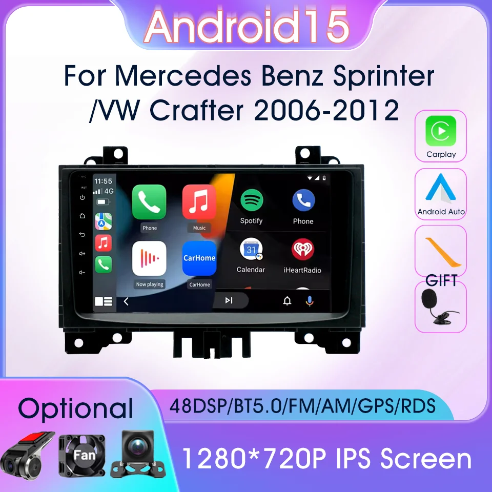 

WIFI 4G For Mercedes Benz Sprinter VW Crafter 2006 - 2016 Car Radio Android Auto Carplay Multimedia Video Player GPS FM BT Audio