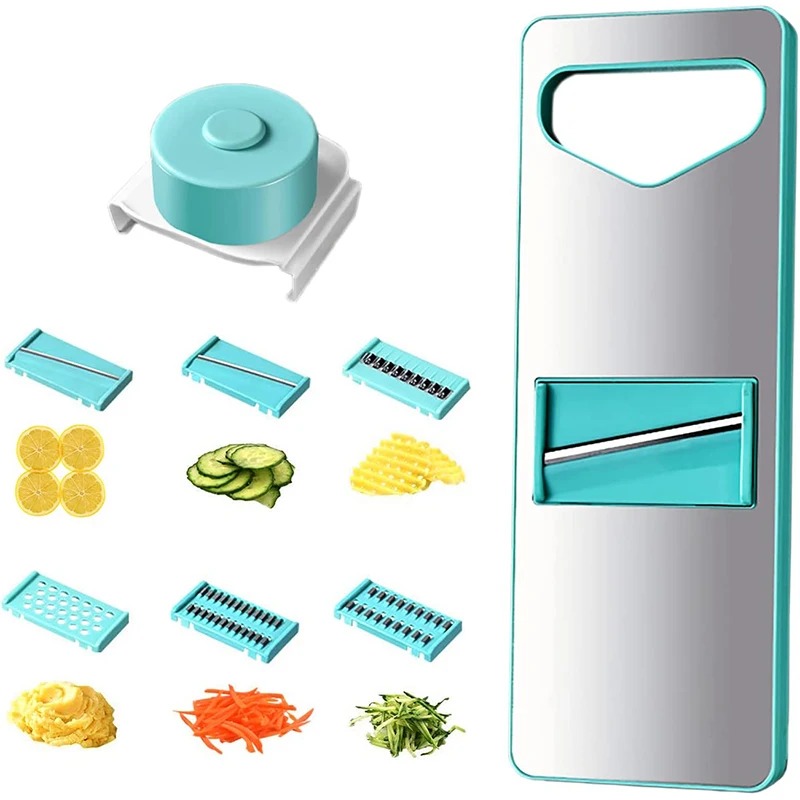 LMETJMA Mandoline Slicer Vegetable Slicer Shredder With 6 Interchangeable Blades Onion Potato Carrot Slicer Chopper JT106