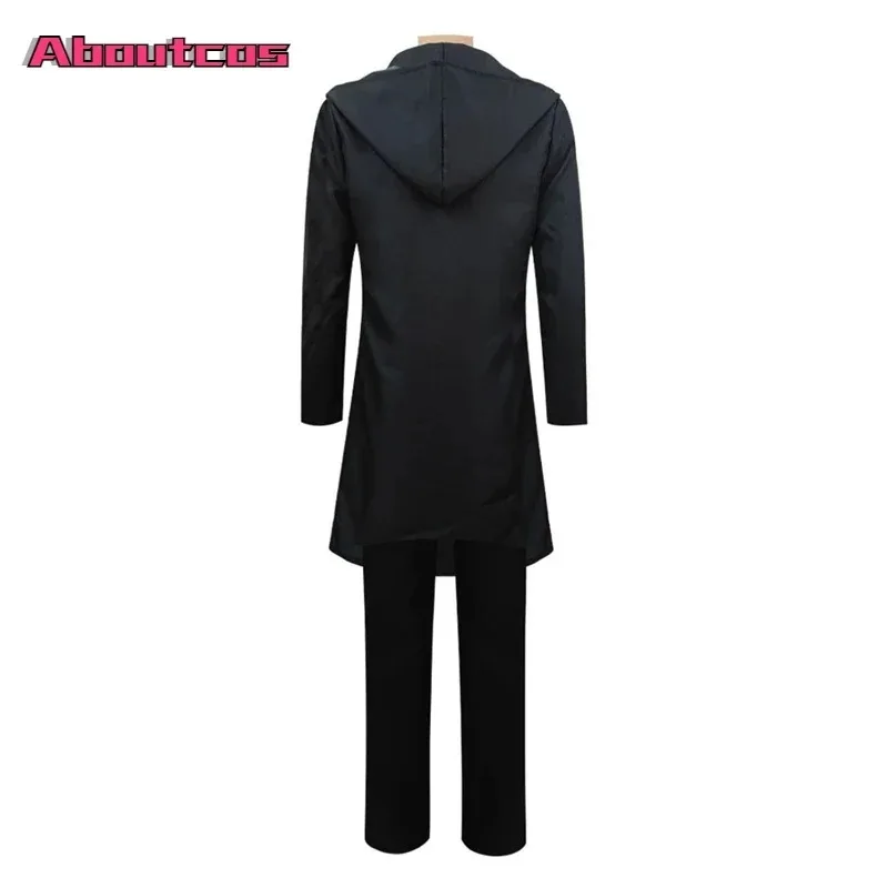 Aboutcos Attack on Titan Cosplay Jaeger Eren Costume Cosplay La stagione finale Uniforme Cappotto nero T-shirt Pantaloni Anime Halloween