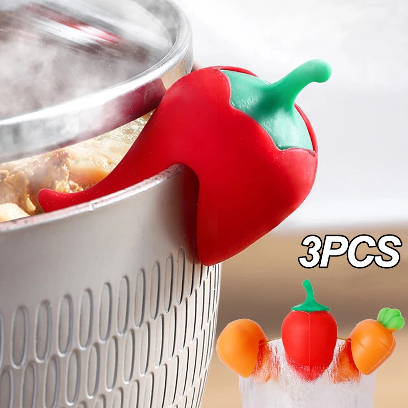 1/3Pcs Silicone Pot Cover Lifting Holder Cook Boiled Anti-spill Pot Lid Rack Stoppers Kitchen Gadgets Anti-Overflow Lifting Clip