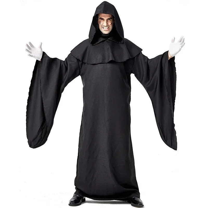 

New Black Robe Demon Costume Cosplay Men Halloween Costume For Adult Carnival Party Devil Suit