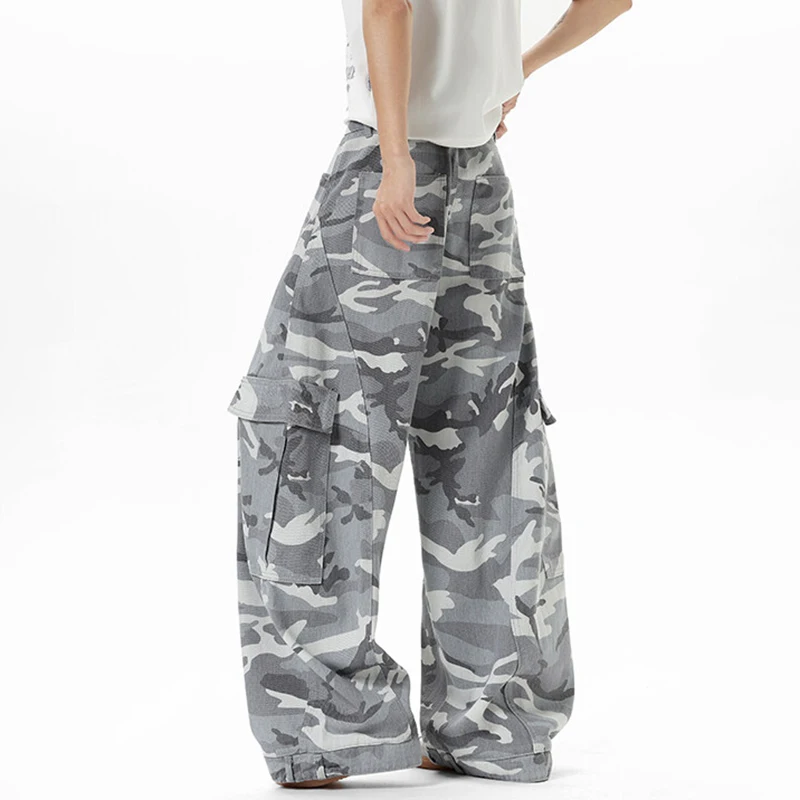 IEFB النمط الأمريكي فضفاض الجينز الرجال جديد أنيق شارع العليا الطباعة التمويه واسعة الساق الذكور منحني سكين الدنيم السراويل 9W3687 #5