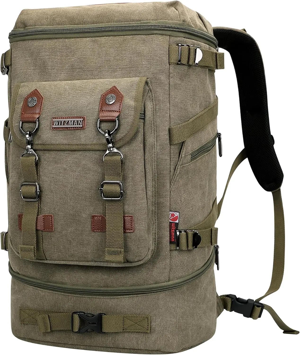 Canvas Travel Backpack for Men Women, Carry on Luggage Rucksack, Convertible Duffel Bag Large, Army Green