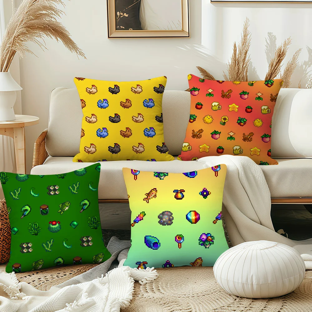 غطاء وسادة كلاسيكي Game Pixel S-Stardew Valley غطاء وسادة ناعم لأريكة غرفة المعيشة ديكور المنزل والمكتب أغطية حماية
