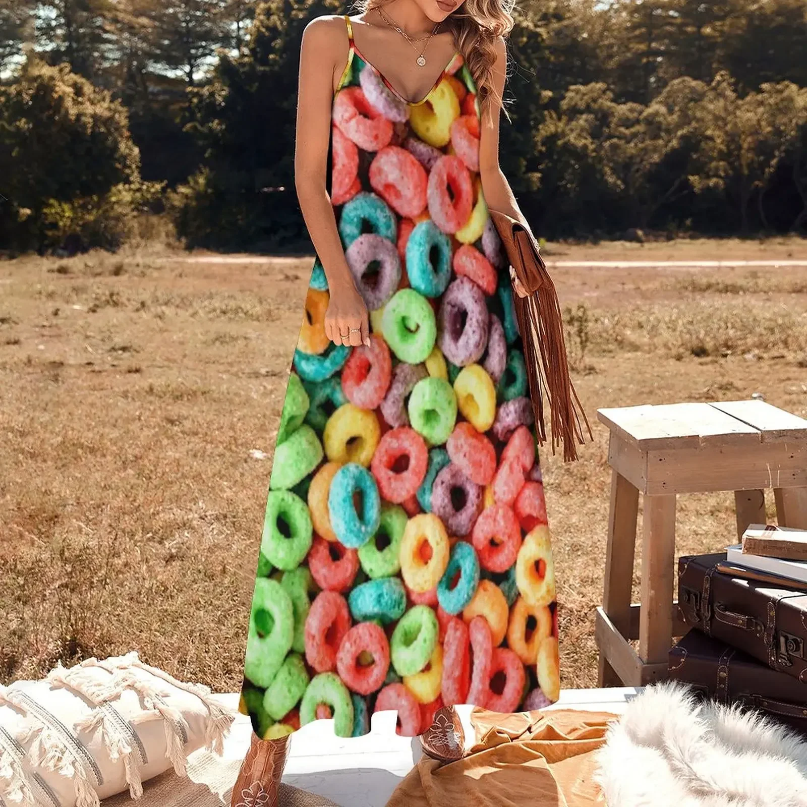 Fruit Loops! Sleeveless Dress summer dress womens 2024 Summer women's clothing elegant chic women dresses promotion Dress