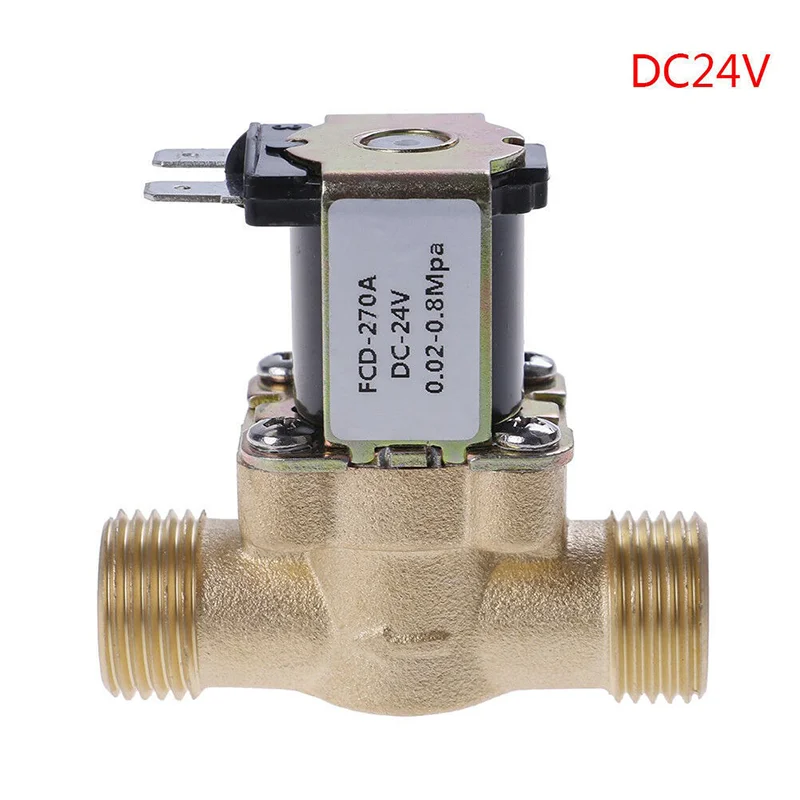 1PC G1/2\'\' Brass Electric Solenoid Valve DC 12v 24v AC220v for Solar Water Heater