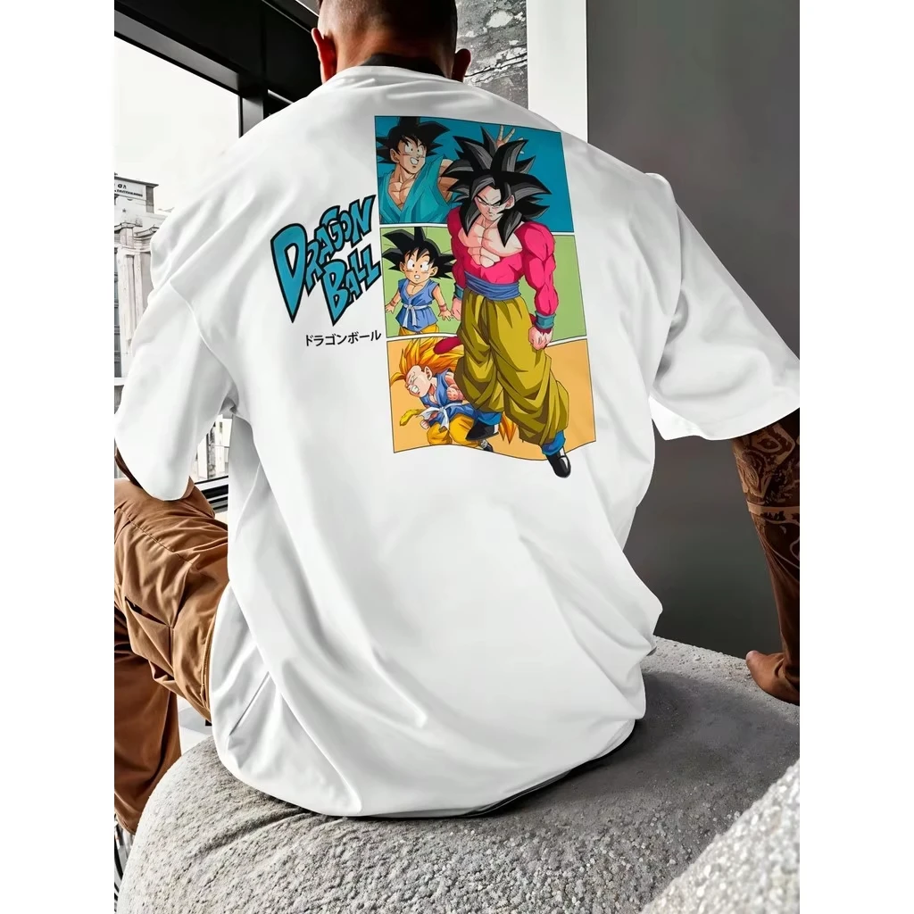 Dragon Ball Men's Anime CollaborationT-Shirt 2025 Summer Loose Large Size Printing Street Casual Children's Parent-Child Top