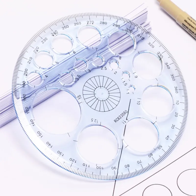 

1pc full circle protractor Draw circle template Measuring instrument template ruler semicircle angle Arc ruler