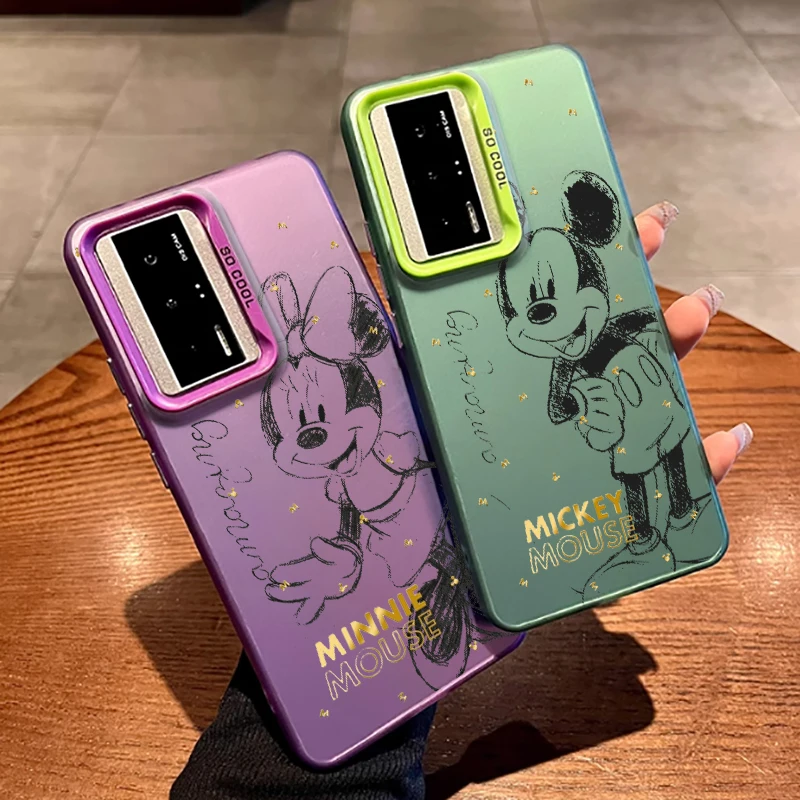 Mickey Minnie Illustration Art For Redmi Note 13 12 12S 11 11S 11E 10 10T 10S 9C 9T Pro Plus Max Lite 5G Colorful Silver