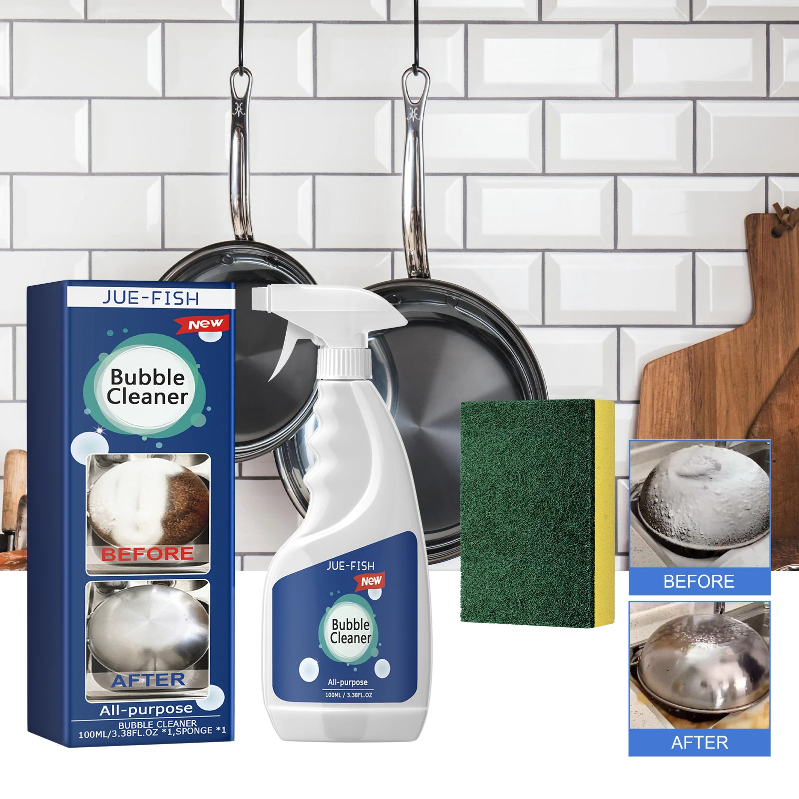 Limpador de espuma para graxa de cozinha, exaustor de parede, panelas, limpador de graxa