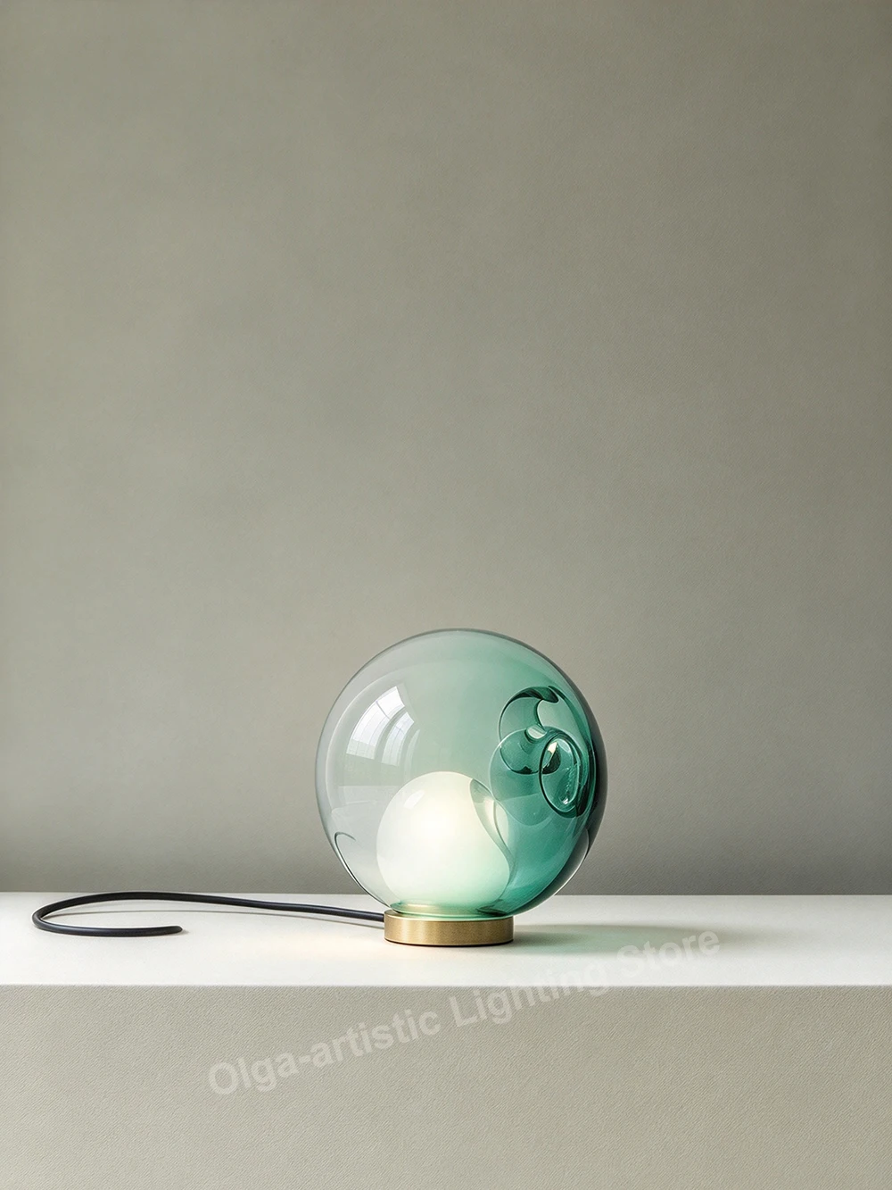 Home Decor Table Lamp Led Designer Luxury Blue Green Pink Glass Desk Lights for Hotel Project Living Room Bedside Lighting Decor