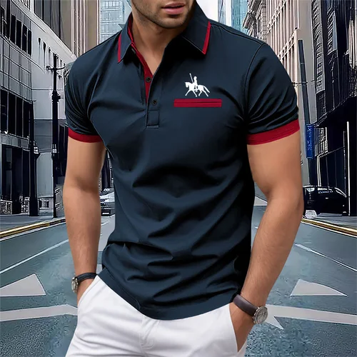 Polo de manga corta de verano para hombre, camiseta informal transpirable para oficina de negocios, top de talla grande europeo y americano