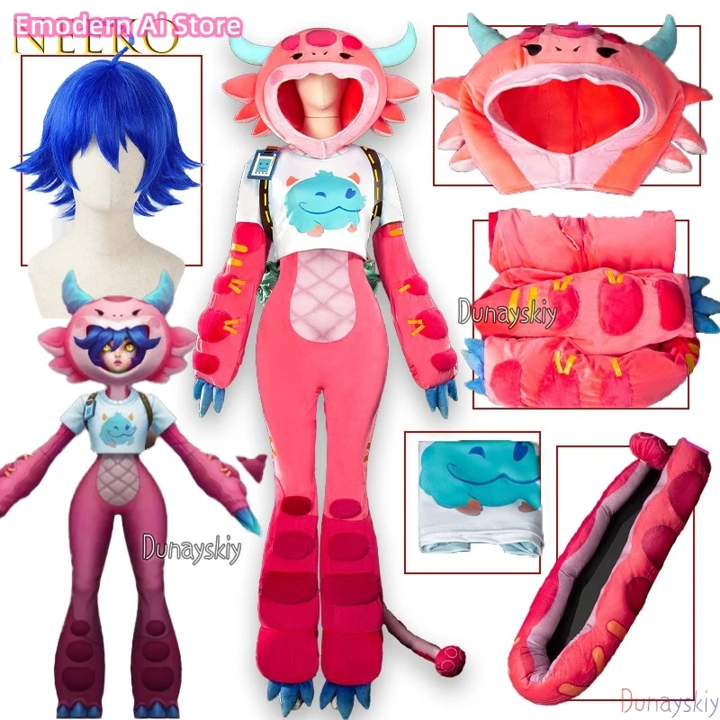 Neeko Curious Chameleon Cosplay 1-03) Traje de mujer Patrón de flores Juego de anime Cosplay Traje de cola Halloween Neeko Lindo uniforme ‌
