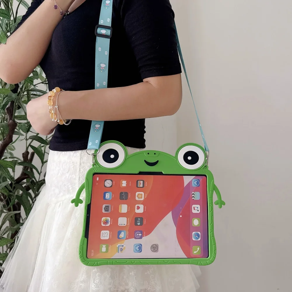 Etui na tablet Lenovo Idea Tab 11 cali 2025 Xiaoxin Pad 2024 2025 M11 TB330FU dla dzieci, urocze, z motywem kreskówkowej żaby, obrotowe o 360 stopni, z funkcją podstawki. — zdjęcie produktu 6