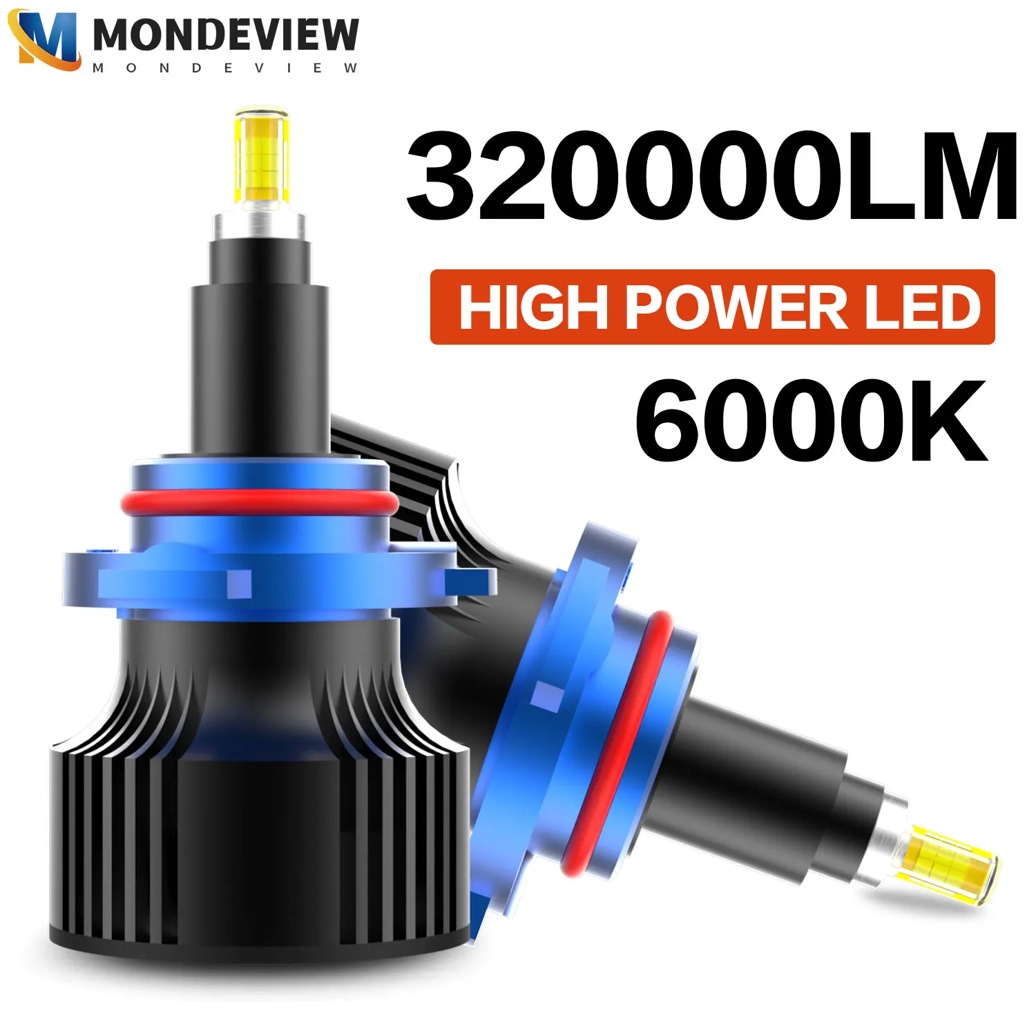 MONDEVIEW 2pcs V11 360 LED car headlights H1 H7 H11 9005 HB3 9006 HB4 bulb 6000K 300W 320000LM high brightness driving light