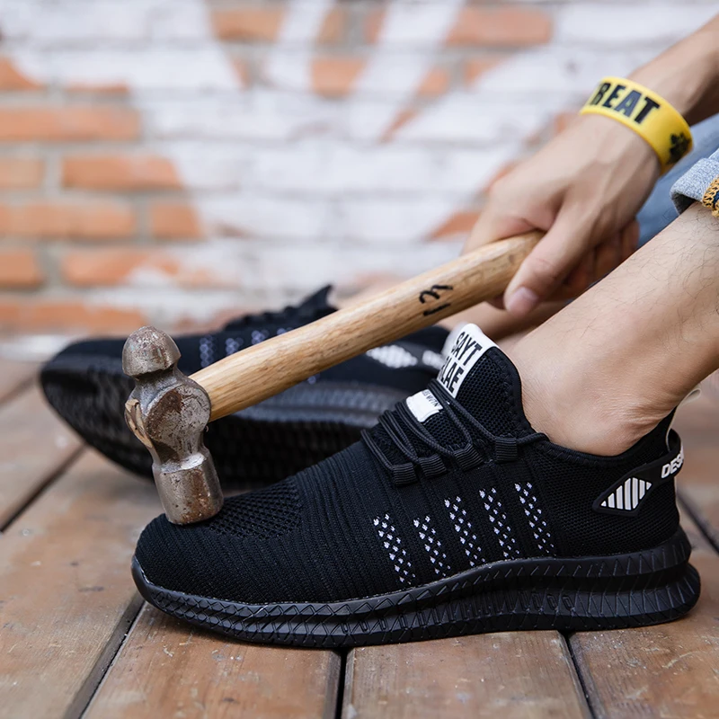 Men Work Boots Anti-stab Safety Sneakers Male Work Safety Shoes Men's Safety Boots Anti-smash Work Shoes with Steel Toe Shoes