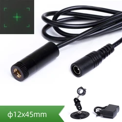 Módulo Laser Focusável Focável Ponto, D12 x 45mm, 505, 520nm, 10mw, 30mw, 50mw, posicionamento, corte com suporte e adaptador