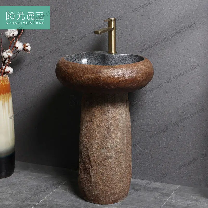 Cobble rough stone stone column washbasin outdoor courtyard retro washbasin
