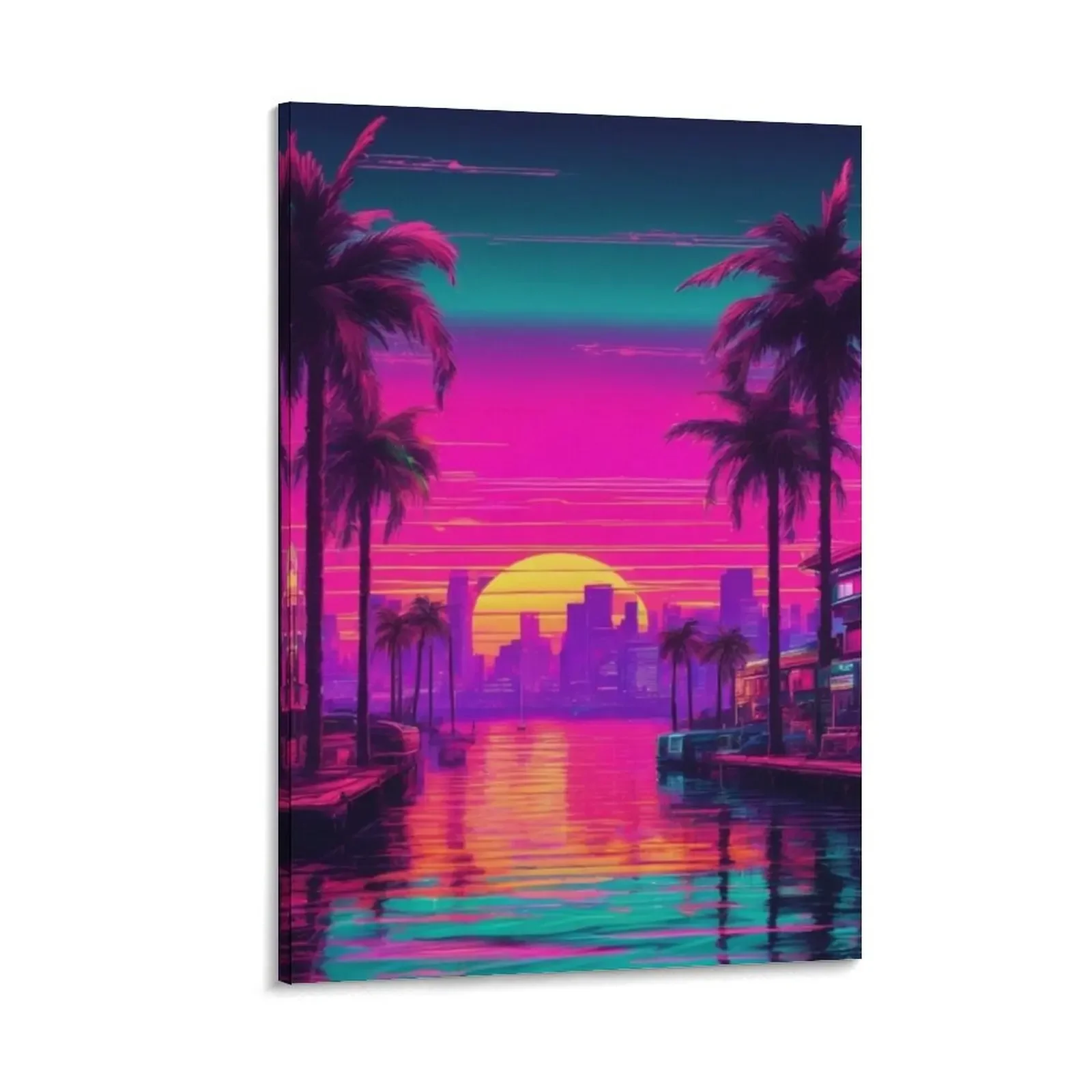

Synthwave Sunset Canvas Painting Paintings on the wall anime bedroom decoration