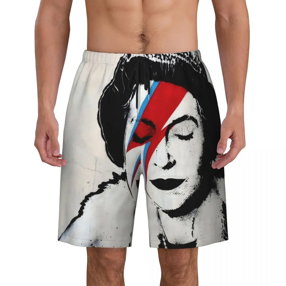 Banksy UK England Queen Elisabeth Rockband Face Makeup Boardshorts Mens Quick Dry Board Shorts Swim Trunks Printed Bathing Suits