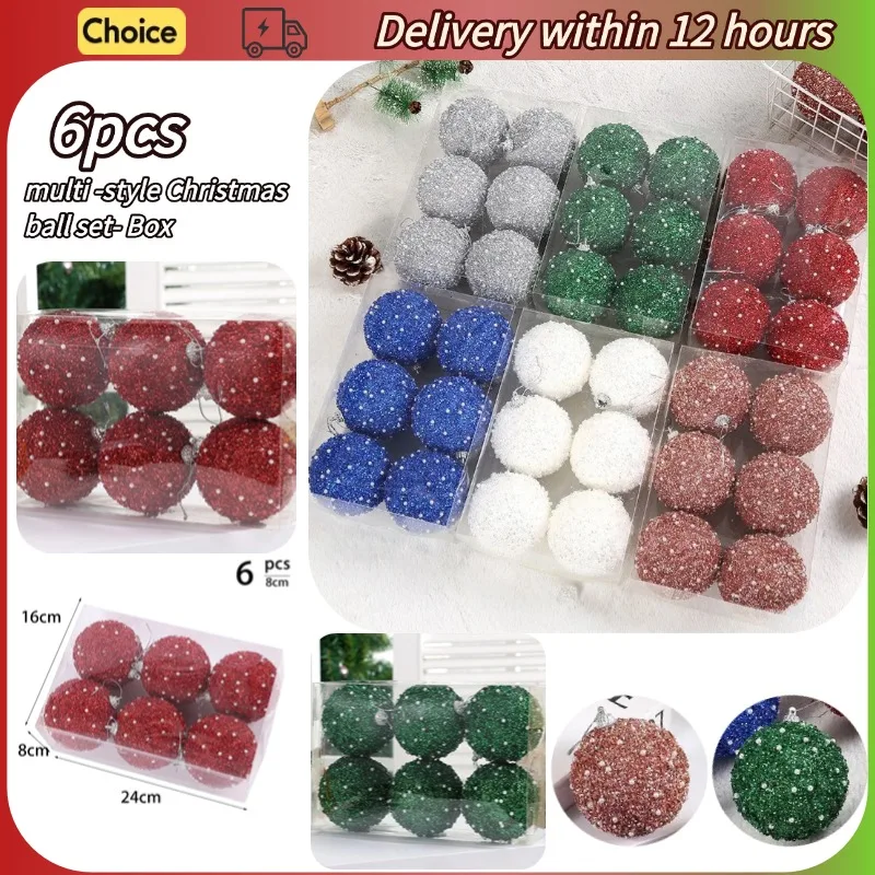 

6pcs Christmas Ball 8cm Exquisite Design Christmas Ball Holiday Party Scene Decoration Christmas Tree Hanging Decorative Ball